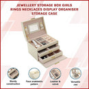 Jewellery Storage Box Girls Rings Necklaces Display Organiser Storage Case - RnR Galore