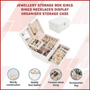 Jewellery Storage Box Girls Rings Necklaces Display Organiser Storage Case - RnR Galore