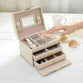 Jewellery Storage Box Girls Rings Necklaces Display Organiser Storage Case - RnR Galore