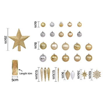 Jingle Jollys 125pcs Christmas Tree Decorations Set Baubles Ornaments Party - RnR Galore
