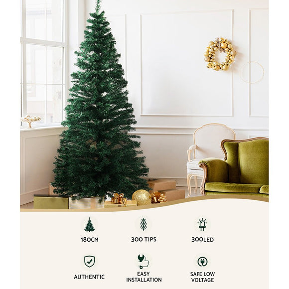 Jingle Jollys 1.8m Christmas Tree Optic Fibre LED Xmas tree 300 Tips - RnR Galore