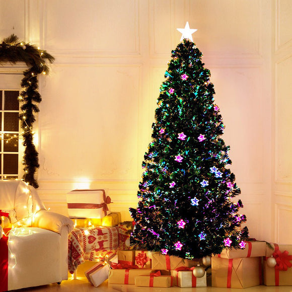 Jingle Jollys 1.8m Christmas Tree Optic Fibre LED Xmas tree Multi Colour - RnR Galore