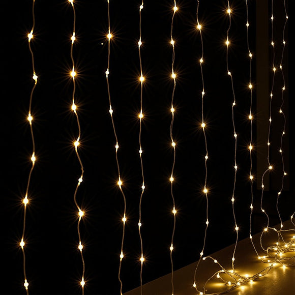 Jingle Jollys 3X3M Christmas Lights Curtain String Light 300 LED Warm White - RnR Galore