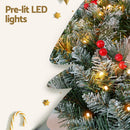 Jingle Jollys 60cm Christmas Wreath LED Lights Snowy Berries Garland Party Decor - RnR Galore