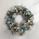 Jingle Jollys 60cm Christmas Wreath with LED Lights Snowy Garland Xmas Decor - RnR Galore