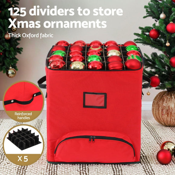 Jingle Jollys Christmas Baubles Storage Cart Roller 125 Dividers - RnR Galore