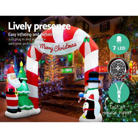 Jingle Jollys Christmas Inflatable Archwary Santa 3M Illuminated Decorations - RnR Galore