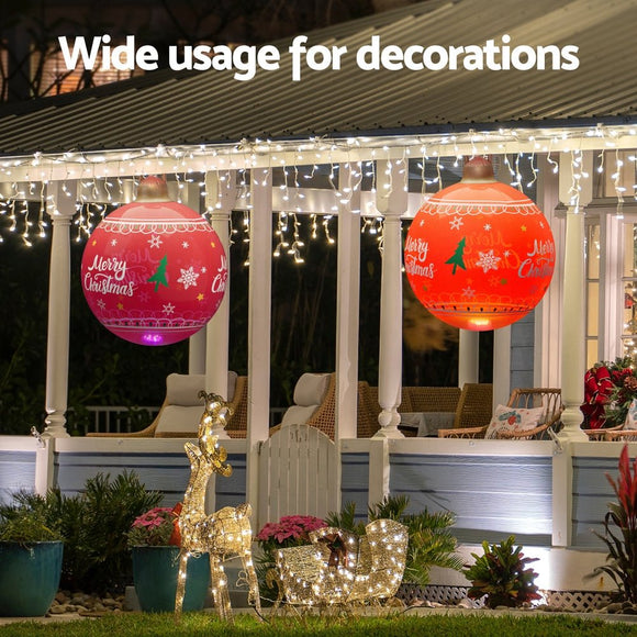 Jingle Jollys Christmas Inflatable Ball 60cm Led Illuminated Xmas Decoration Red - RnR Galore