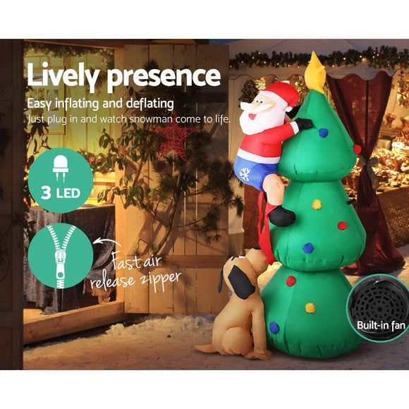 Jingle Jollys Christmas Inflatable Santa Tree 1.8M Illuminated Decorations - RnR Galore