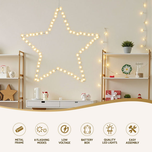Jingle Jollys Christmas Lights 50cm Star 70 LED Xmas Decorations - RnR Galore