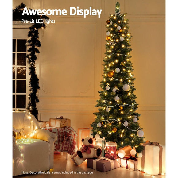 Jingle Jollys Christmas Tree 1.8m Pre - Lit 200 LED Lights Xmas Tree Decorations - RnR Galore