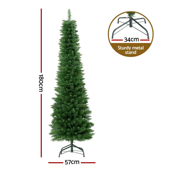 Jingle Jollys Christmas Tree 1.8m Pre - Lit 200 LED Lights Xmas Tree Decorations - RnR Galore