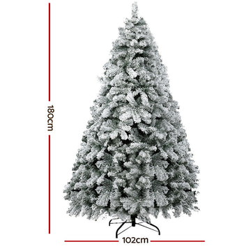Jingle Jollys Christmas Tree 1.8m Snow Flocked Xmas Tree Decorations 468 Tips - RnR Galore
