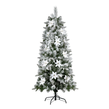 Jingle Jollys Christmas Tree 1.8m Xmas Tree Snow Flocked Flowers Decor 564 Tips - RnR Galore