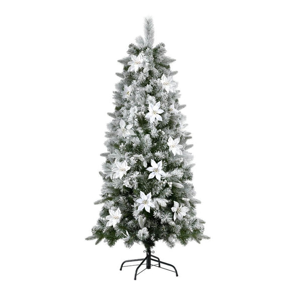 Jingle Jollys Christmas Tree 1.8m Xmas Tree Snow Flocked Flowers Decor 564 Tips - RnR Galore