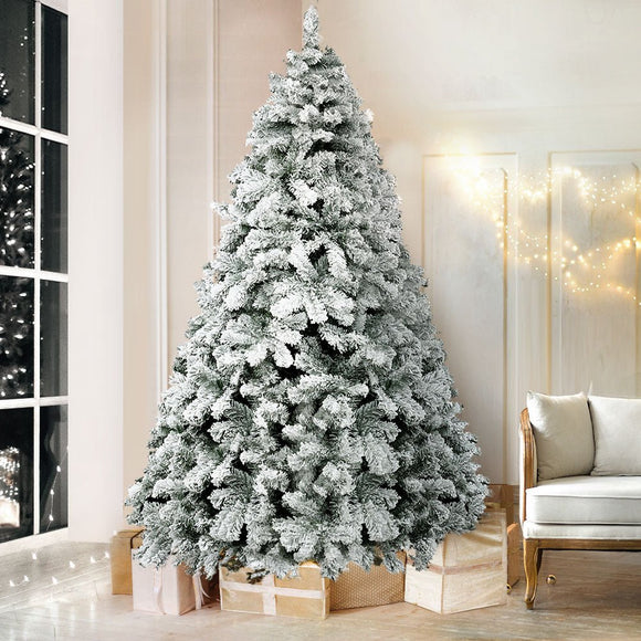 Jingle Jollys Christmas Tree 2.1m Snow Flocked Xmas Tree Decorations 780 Tips - RnR Galore