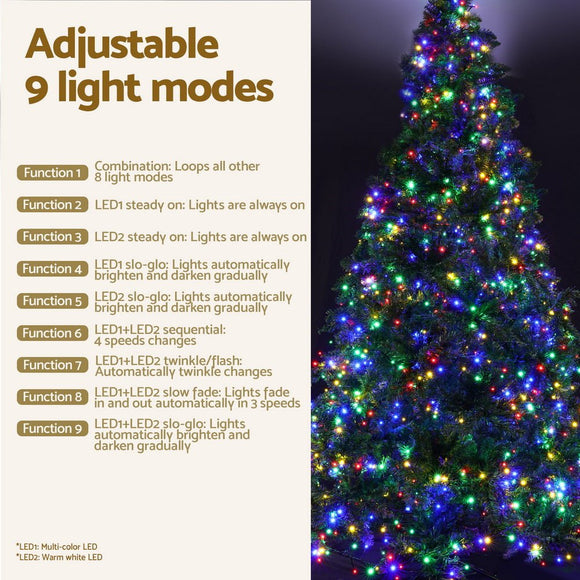 Jingle Jollys Christmas Tree 2.1m Xmas Tree Decoration 8 Light Mode Multi Colour - RnR Galore