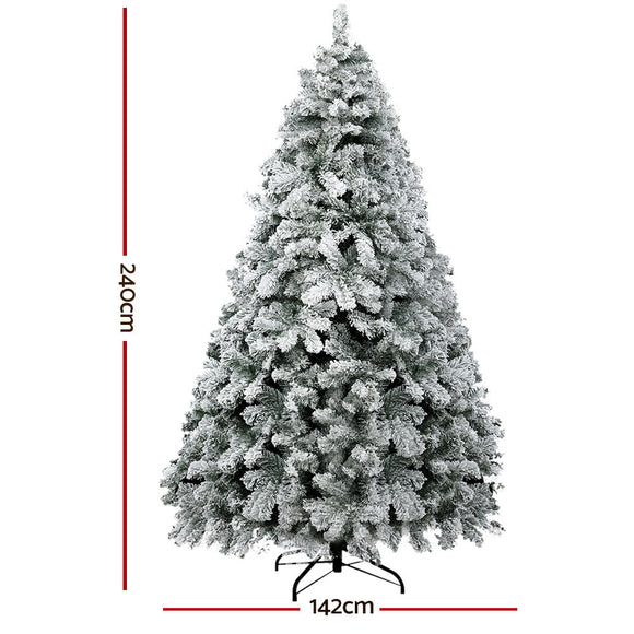 Jingle Jollys Christmas Tree 2.4m Snow Flocked Xmas Tree Decorations 1165 Tips - RnR Galore