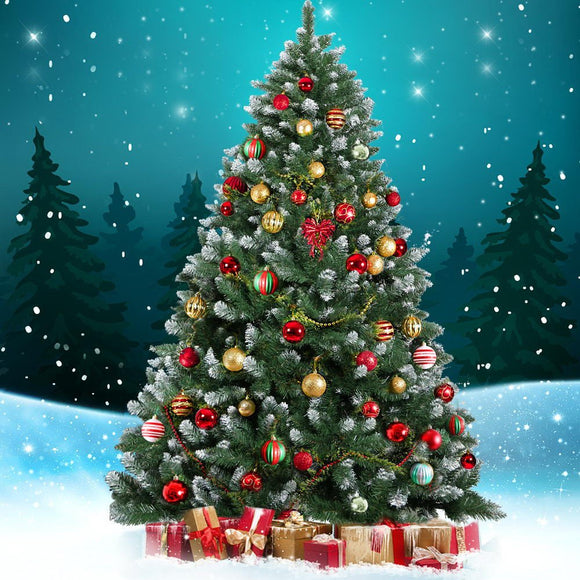 Jingle Jollys Christmas Tree 2.4m Snowy Xmas Tree Decoration 1225 Tips - RnR Galore