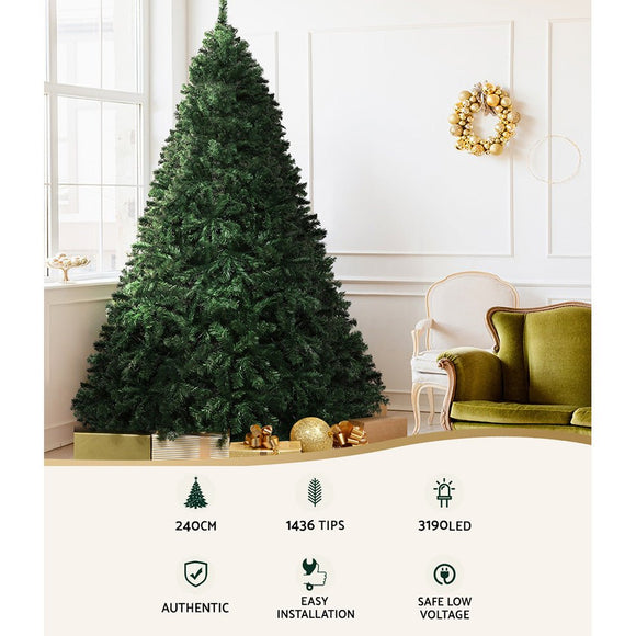 Jingle Jollys Christmas Tree 2.4M Xmas Tree Decoration 8 Light Mode Multi Colour - RnR Galore