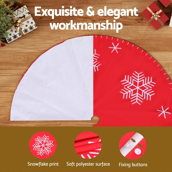 Jingle Jollys Christmas Tree Skirt 90cm Snowflake Ornaments Party Decorations - RnR Galore