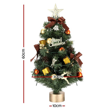 Jingle Jollys Tabletop Christmas Tree 60CM LED Xmas Tree Tree Topper Ornaments - RnR Galore