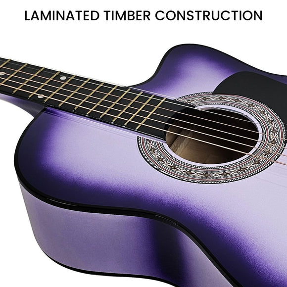 Karrera 38in Cutaway Acoustic Guitar with guitar bag - Purple Burst - RnR Galore