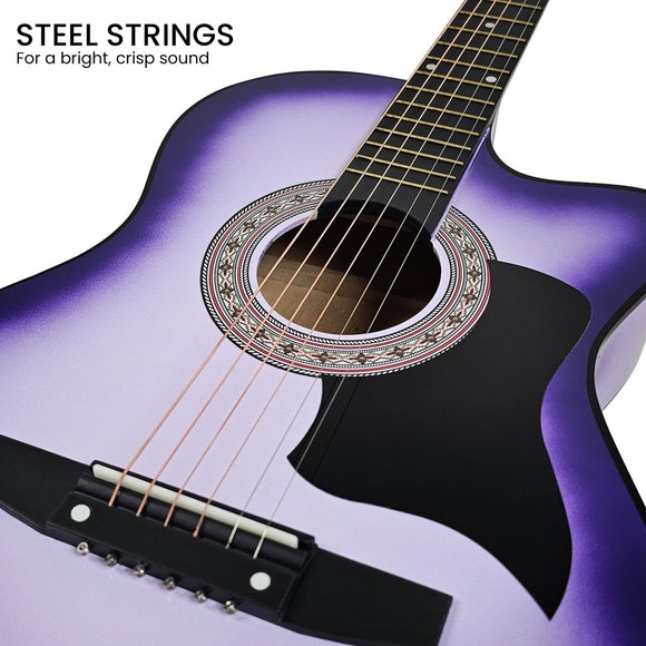 Karrera 38in Cutaway Acoustic Guitar with guitar bag - Purple Burst - RnR Galore