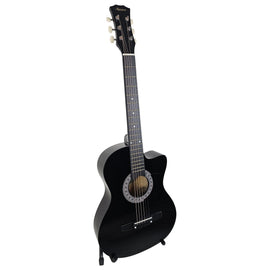 Karrera 38in Pro Cutaway Acoustic Guitar with Carry Bag - Black - RnR Galore