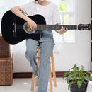 Karrera 38in Pro Cutaway Acoustic Guitar with Carry Bag - Black - RnR Galore