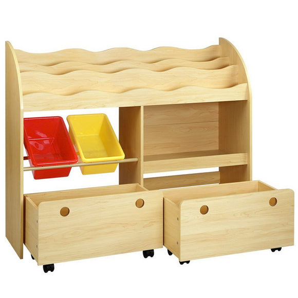 Keezi 3 Tiers Kids Bookshelf Storage Children Bookcase Toy Box Organiser Display - RnR Galore