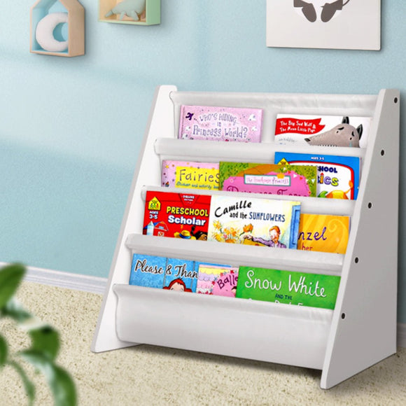 Keezi 4 Tiers Kids Bookshelf Magazine Shelf Children Bookcase Rack Organiser - RnR Galore
