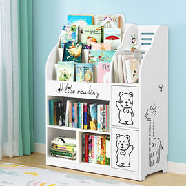 Keezi 4 Tiers Kids Bookshelf Storage Children Bookcase Toy Organiser Display - RnR Galore