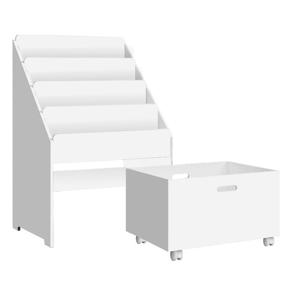 Keezi 4 Tiers Kids Bookshelf Storage Organiser Children Bookcase Drawers Display - RnR Galore