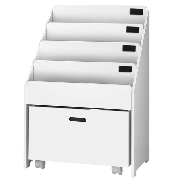 Keezi 4 Tiers Kids Bookshelf Storage Organiser Children Bookcase Drawers Display - RnR Galore