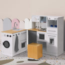 Keezi Kids Kitchen Playset 2 - Piece Wooden Pretend Play Coffee Maker Toy 80CM White - RnR Galore