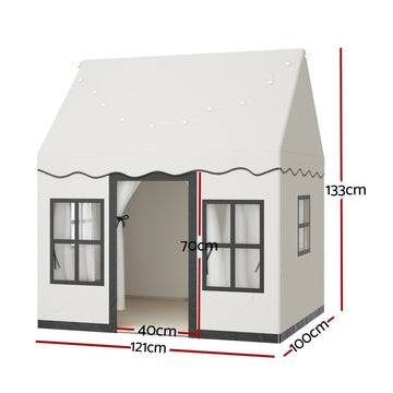 Keezi Kids Play Tent Playhouse Castle with String Lights Floor Mat Side Pocket - RnR Galore