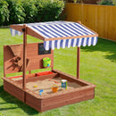 Keezi Kids Sandpit Wooden Canopy Sandbox With Cover Funnel Outdoor Toys 110cm - RnR Galore