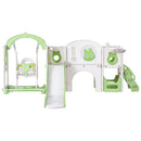 Keezi Kids Slide Swing Set Basketball Hoop Ring Football Outdoor Toys 140cm Green - RnR Galore