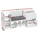 Keezi Kids Storage Unit Bookshelf Toy Box Organiser Bench Seat Cabinet 170cm White - RnR Galore