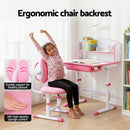 Keezi Kids Study Desk Chair Set Adjustable Ergonomic Table LED Lamp Pink - RnR Galore
