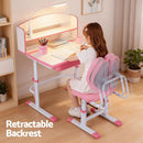 Keezi Kids Study Desk Chair Set Adjustable Ergonomic Table LED Lamp Pink - RnR Galore