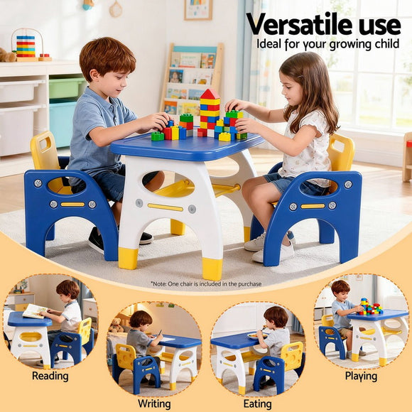 Keezi Kids Table and Chair Set HDPE Toddler Activity Play Set Blue/Yellow - RnR Galore