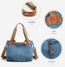 Khaki Women's Retro Canvas Tote Bag Large Capacity Shoulder Handbag Adjustable Crossbody Strap 35cm for Travel Work & Daily Use - RnR Galore