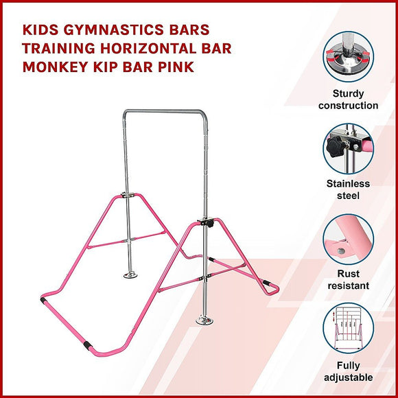 Kids Gymnastics Bars Training Horizontal Bar Monkey Kip Bar Pink - RnR Galore