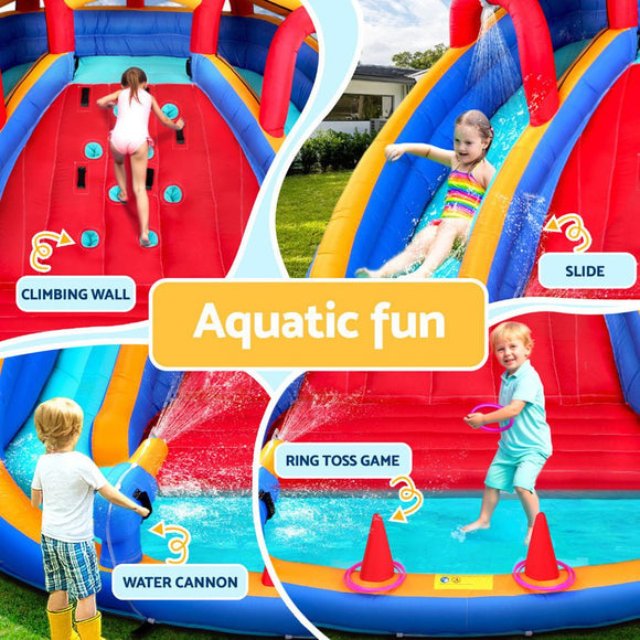 Kids Inflatable Pool Water Slide Cannon Splash Park Toss Game 408X386CM - RnR Galore