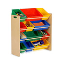 Kids Organiser Shelf Storage Rack for Toys - 12 Multicoloured Bins - RnR Galore