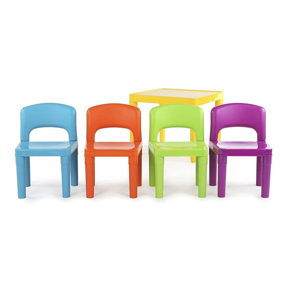 Kids Plastic 5 - Piece Table & 4 Chairs Set (Multicoloured) - RnR Galore
