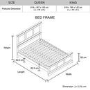 King Bed Frame in Solid Wood with Slats Support in Grey colour - RnR Galore
