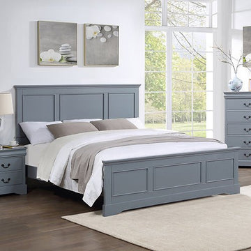 King Bed Frame in Solid Wood with Slats Support in Grey colour - RnR Galore